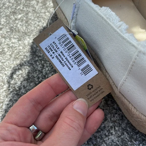 NWT! Toms Valencia Platform Espadrille Chunky Heel Jute Canvas Slip On Shoes - Picture 8 of 8